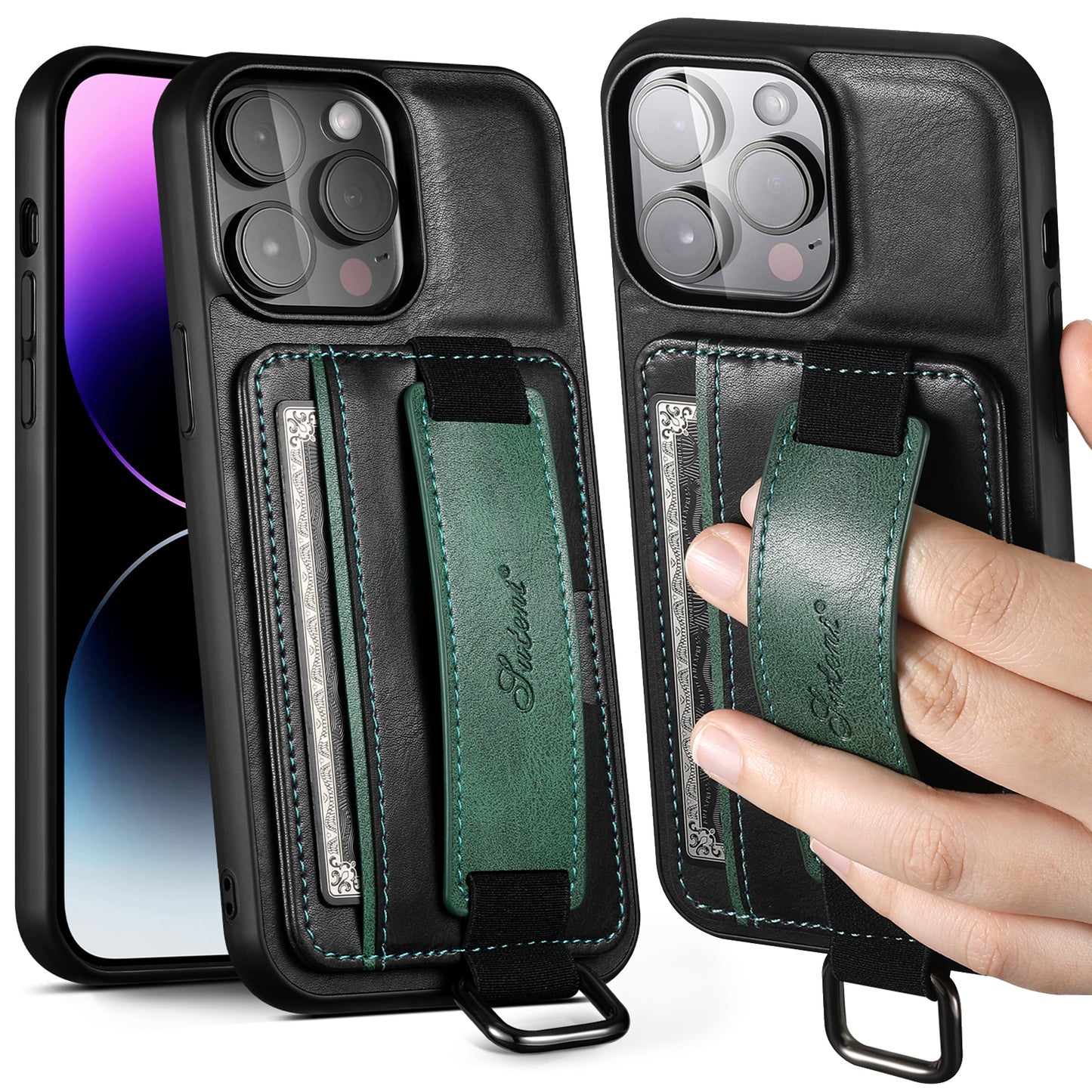 PREMIUM LEATHER APPLE IPHONE CASE | DURABLE SHOCK-ABSORBENT MATERIAL - HANDCRAFTED LEATHER STRAP | ERGONOMIC DESIGN WITH CARD HOLDER AND SECURE GRIP |  ANTI-SCRATCH ANTI-FINGERPRINT AND SHOCK PROOF