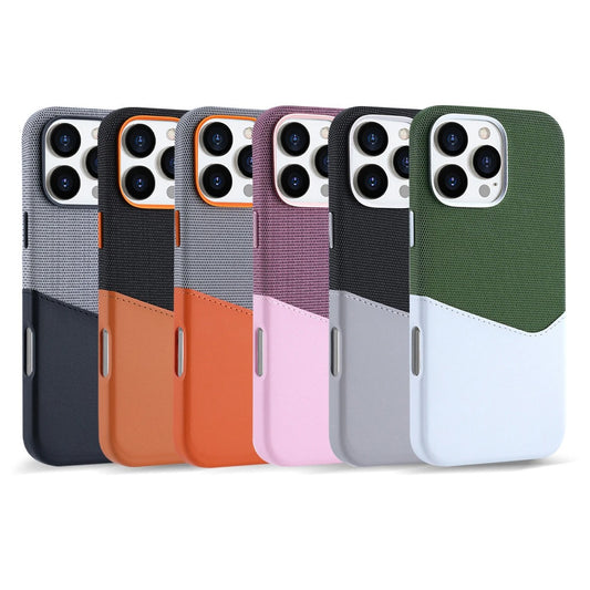 SOPHISTICATED LEATHER AND FABRIC APPLE IPHONE CASE | MODERN WITH PREMIUM DUAL-MATERIAL DESIGN AND INTEGRATED CARD HOLDER AND PROTECTION | DURABLE ANTI-SLIP FINISH