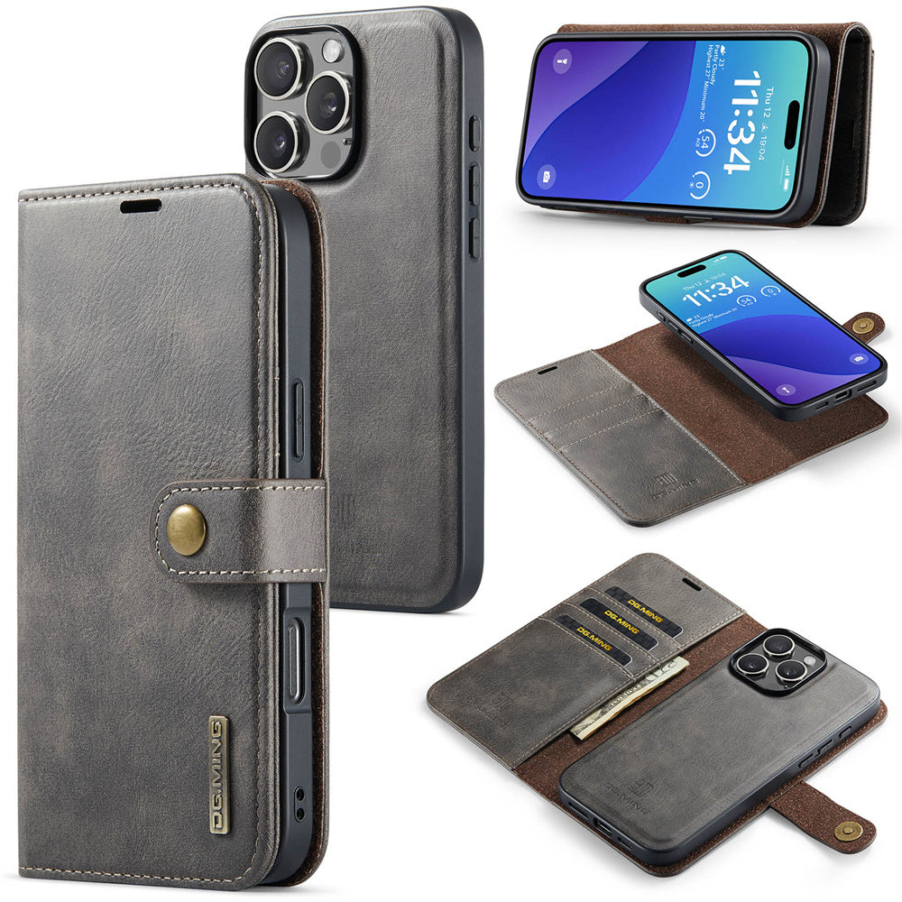 LUXURY RETRO LEATHER IPHONE WALLET CASE | PREMIUM 2-IN-1 DESIGN WITH MAGNETIC FLIP COVER FOR 360° PROTECTION | ELEGANTLY CRAFTED WITH CARD SLOTS, KICKSTAND, AND WIRELESS CHARGING SUPPORT