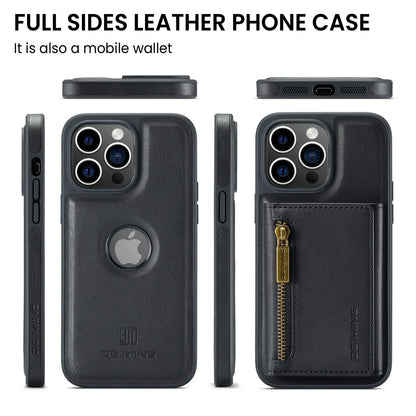 RETRO 2-IN-1 LEATHER IPHONE WALLET CASE | 2-IN-1 DETACHABLE MAGNETIC DESIGN WITH ZIPPERED STORAGE AND MULTIPLE CARD SLOTS | SHOCKPROOF AND ULTRA-PREMIUM PROTECTION WITH 360° CAMERA PROTECTION