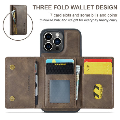 RETRO 2-IN-1 LEATHER IPHONE WALLET CASE | 2-IN-1 DETACHABLE MAGNETIC DESIGN WITH ZIPPERED STORAGE AND MULTIPLE CARD SLOTS | SHOCKPROOF AND ULTRA-PREMIUM PROTECTION WITH 360° CAMERA PROTECTION