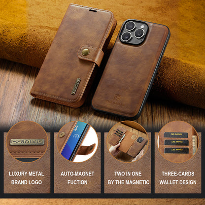 LUXURY RETRO LEATHER IPHONE WALLET CASE | PREMIUM 2-IN-1 DESIGN WITH MAGNETIC FLIP COVER FOR 360° PROTECTION | ELEGANTLY CRAFTED WITH CARD SLOTS, KICKSTAND, AND WIRELESS CHARGING SUPPORT