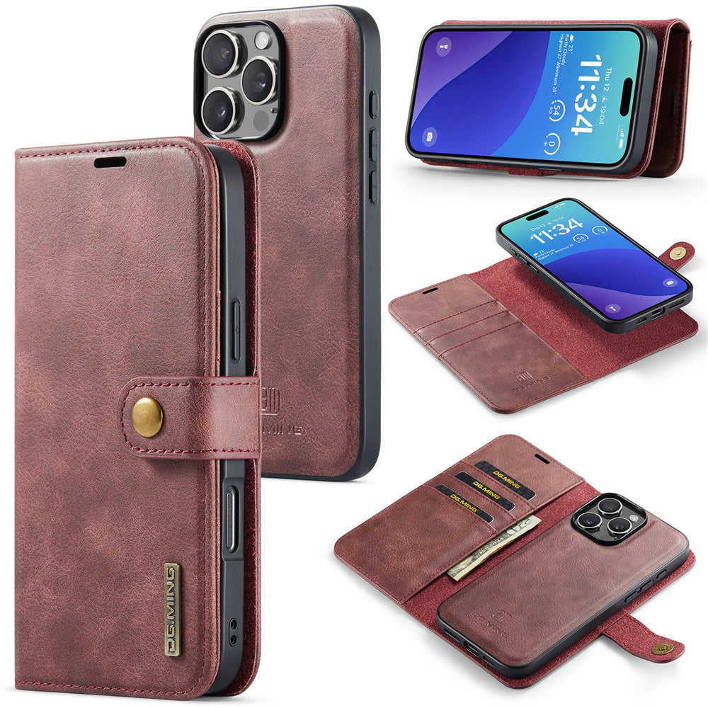 LUXURY RETRO LEATHER IPHONE WALLET CASE | PREMIUM 2-IN-1 DESIGN WITH MAGNETIC FLIP COVER FOR 360° PROTECTION | ELEGANTLY CRAFTED WITH CARD SLOTS, KICKSTAND, AND WIRELESS CHARGING SUPPORT