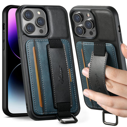PREMIUM LEATHER APPLE IPHONE CASE | DURABLE SHOCK-ABSORBENT MATERIAL - HANDCRAFTED LEATHER STRAP | ERGONOMIC DESIGN WITH CARD HOLDER AND SECURE GRIP |  ANTI-SCRATCH ANTI-FINGERPRINT AND SHOCK PROOF