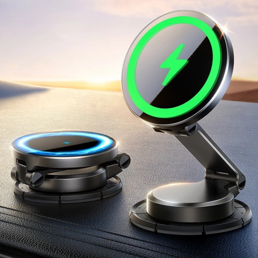 MAGNETIC CAR PHONE HOLDER | 15W FAST WIRELESS CHARGING | 360° ROTATION & FOLDABLE DESIGN | N55 STRONG MAGNETIC GRIP