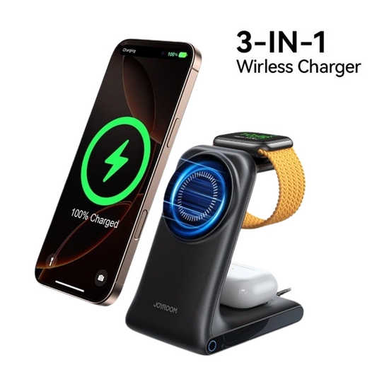 PREMIUM 3-IN-1 MAGNETIC WIRELESS CHARGING STATION | FAST CHARGING DOCK FOR IPHONE, APPLE WATCH & AIRPODS | SLEEK & COMPACT DESIGN