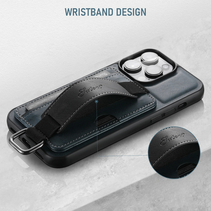 PREMIUM LEATHER APPLE IPHONE CASE | DURABLE SHOCK-ABSORBENT MATERIAL - HANDCRAFTED LEATHER STRAP | ERGONOMIC DESIGN WITH CARD HOLDER AND SECURE GRIP |  ANTI-SCRATCH ANTI-FINGERPRINT AND SHOCK PROOF