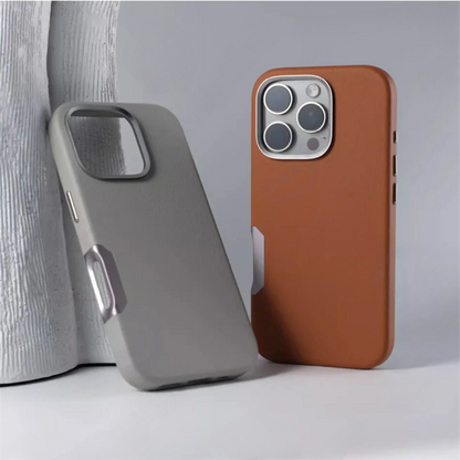 LEATHER SLIM DESIGN APPLE IPHONE CASE | FINE TEXTURED PREMIUM DESIGN WITH INTERNAL FLOCKING SHOCK-ABSORBING ULTIMATE PROTECTION  | 360° SHOCKPROOF  WITH CAMERA LENS PROTECTOR  METAL INDEPENDENT BUTTON AND MAGSAFE