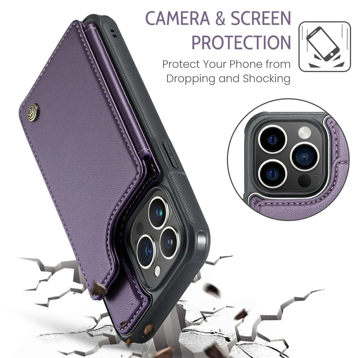 LUXURY MULTI-FUNCTION LEATHER APPLE IPHONE CASE | ELEGANT WALLET DESIGN WITH MAGNETIC FLIP COVER | CARD STORAGE WITH MULTIPLE SLOTS AND CASH HOLDER | 360° DROP PROTECTION AND MAGSAFE COMPATIBLE