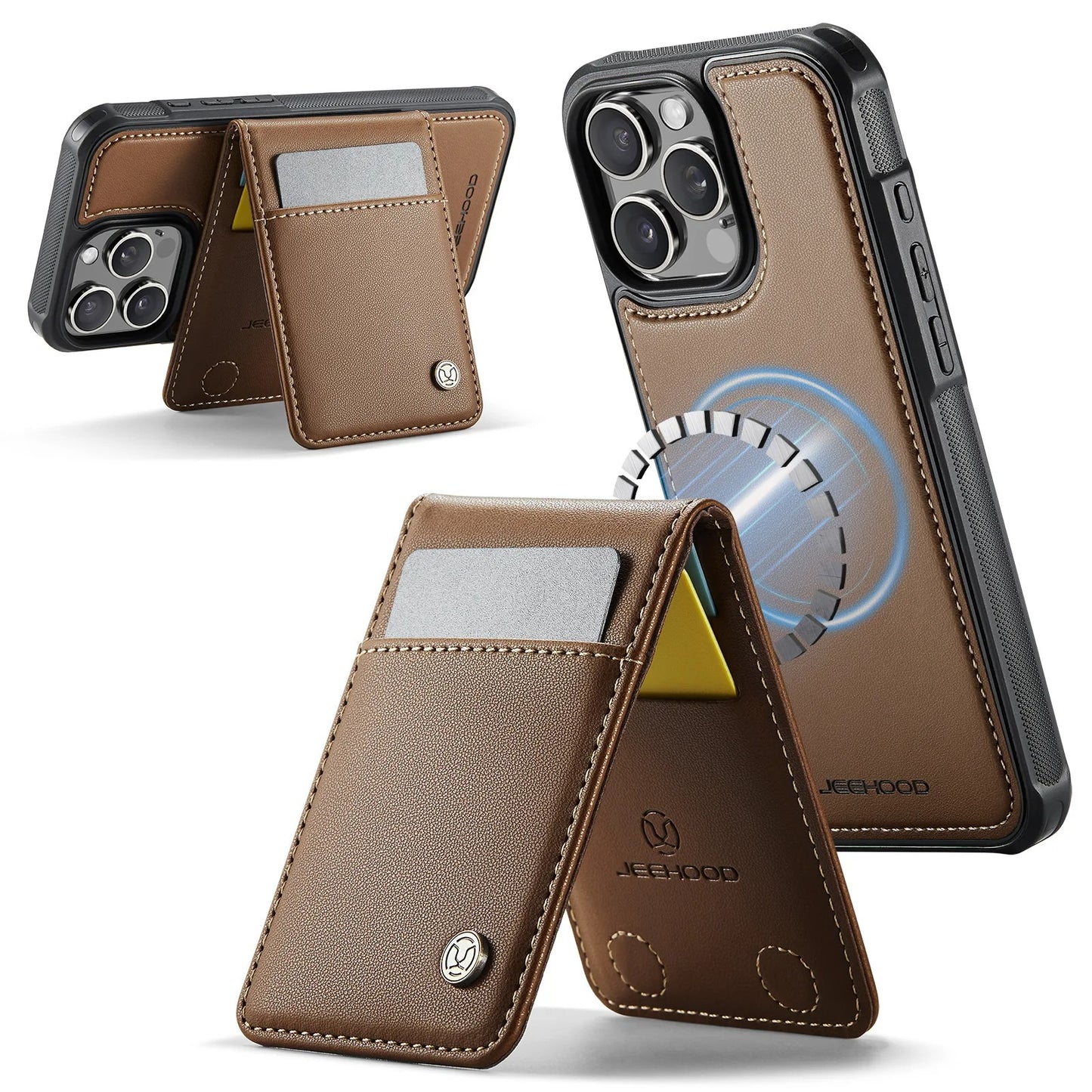 PREMIUM 2-IN-1 MAGNETIC LEATHER IPHONE CASE | SLEEK DESIGN WITH 360° SHOCK & DUST PROTECTION | DETACHABLE CARD HOLDER AND MAGSAFE COMPATIBILITY FOR ULTIMATE FUNCTIONALITY