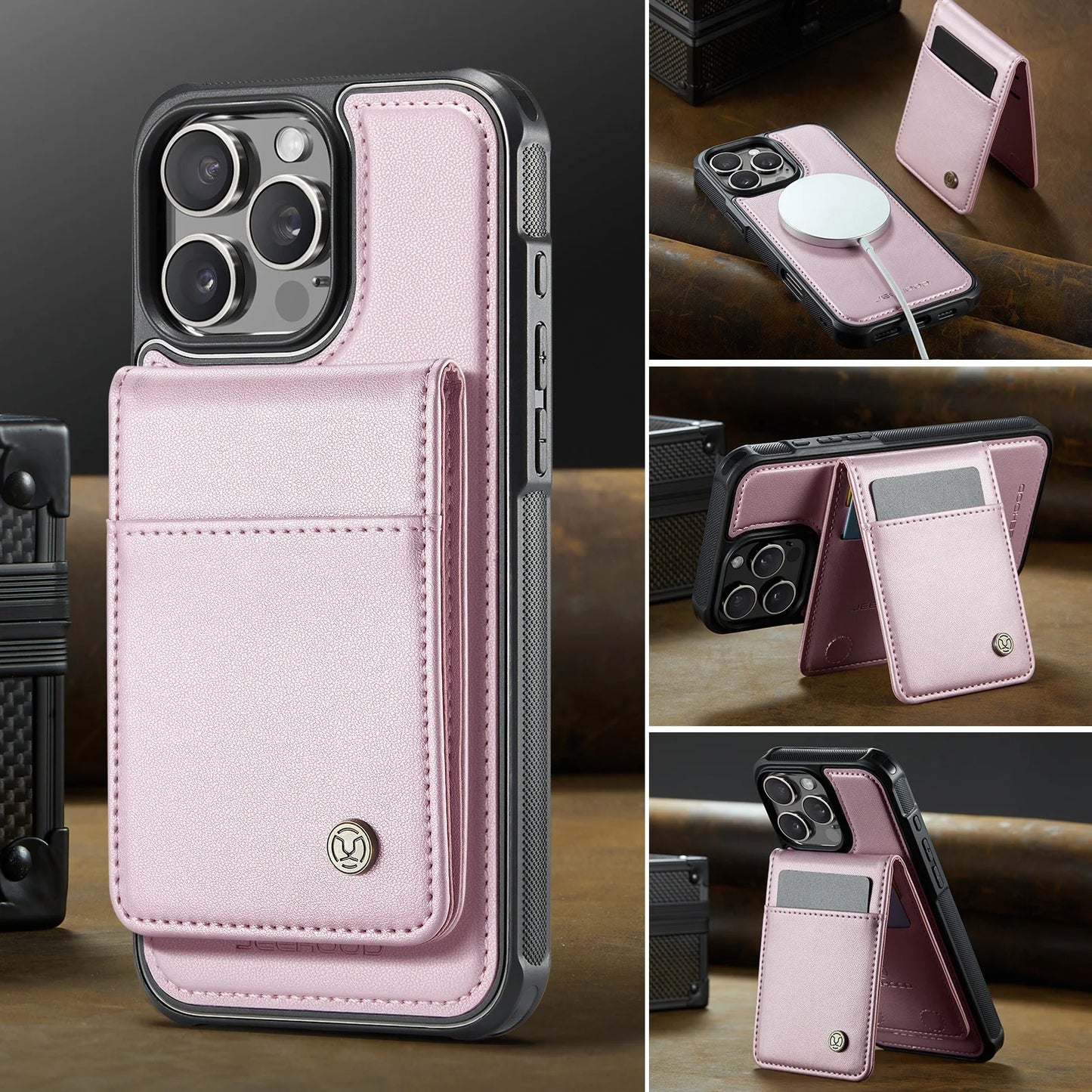 PREMIUM 2-IN-1 MAGNETIC LEATHER IPHONE CASE | SLEEK DESIGN WITH 360° SHOCK & DUST PROTECTION | DETACHABLE CARD HOLDER AND MAGSAFE COMPATIBILITY FOR ULTIMATE FUNCTIONALITY