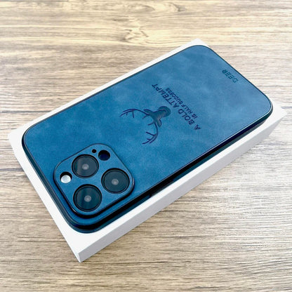 LUXURIOUS RETRO LEATHER IPHONE CASE WITH DEER EMBLEM | PREMIUM ENGRAVING, 360° SHOCKPROOF DESIGN, AND MAGSAFE SUPPORT | ADVANCED CAMERA AND SCREEN PROTECTION