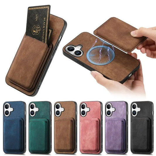 ELEGANT MAGNETIC WALLET IPHONE CASE | HIGH-QUALITY LEATHER FINISH WITH REMOVABLE MAGSAFE WALLET, MULTI-CARD SLOT DESIGN, DURABLE AND SLIM PROFILE | 360° CAMERA PROTECTION, ANTI-SCRATCH SURFACE WITH PREMIUM TEXTURED LOOK