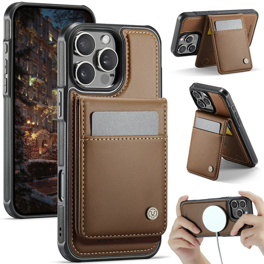 PREMIUM 2-IN-1 MAGNETIC LEATHER IPHONE CASE | SLEEK DESIGN WITH 360° SHOCK & DUST PROTECTION | DETACHABLE CARD HOLDER AND MAGSAFE COMPATIBILITY FOR ULTIMATE FUNCTIONALITY