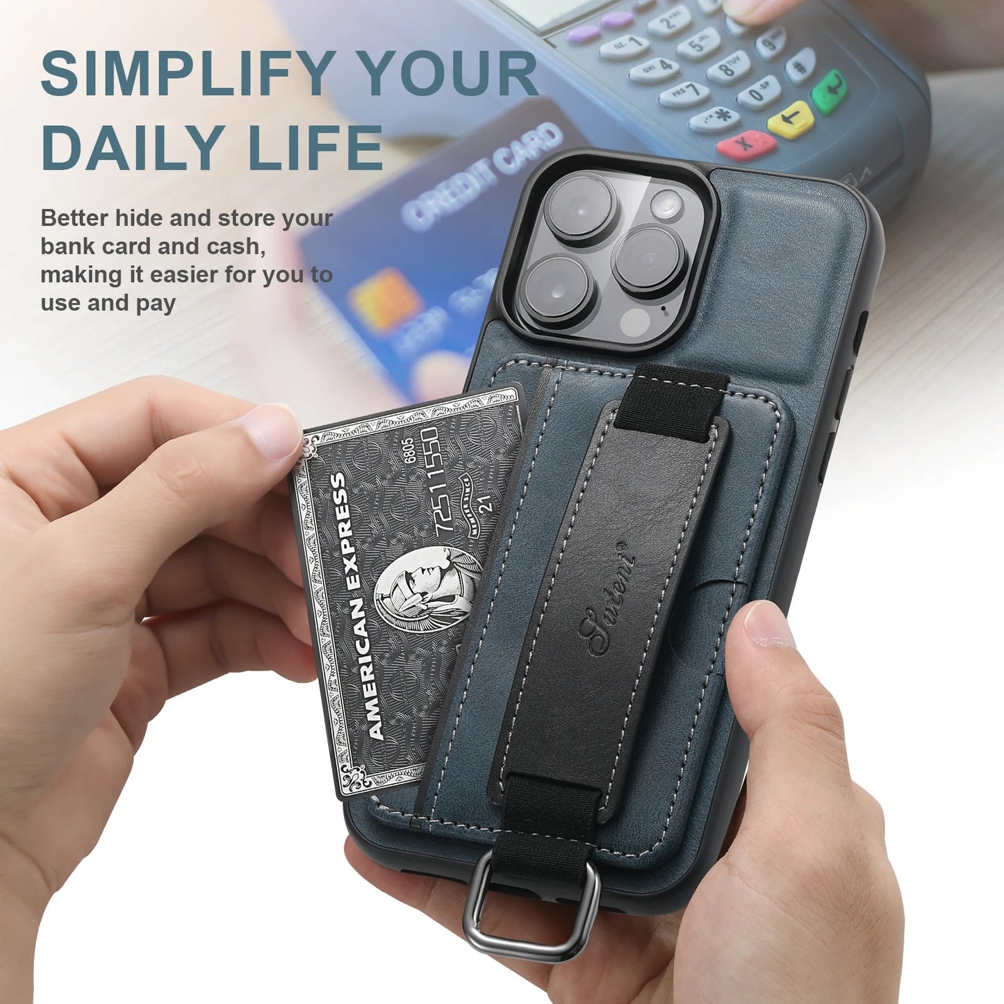 PREMIUM LEATHER APPLE IPHONE CASE | DURABLE SHOCK-ABSORBENT MATERIAL - HANDCRAFTED LEATHER STRAP | ERGONOMIC DESIGN WITH CARD HOLDER AND SECURE GRIP |  ANTI-SCRATCH ANTI-FINGERPRINT AND SHOCK PROOF