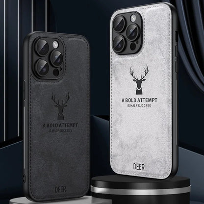 ELEGANT DEER LOGO FABRIC IPHONE CASE | PREMIUM ANTI-SCRATCH, ANTI-FINGERPRINT DESIGN | 360° SHOCKPROOF PROTECTION WITH LIGHTWEIGHT, LUXURIOUS TEXTURE AND RAISED EDGES FOR CAMERA & SCREEN SAFETY
