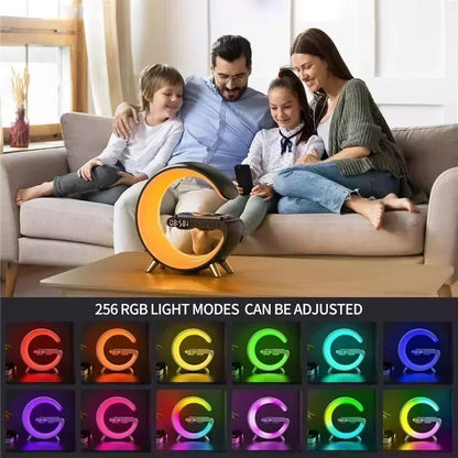 MULTIFUNCTIONAL 30W WIRELESS FAST CHARGING STATION | ALARM CLOCK, SPEAKER & RGB LIGHT IN ONE | FAST CHARGER WITH APP CONTROLLED AMBIENT LIGHTING