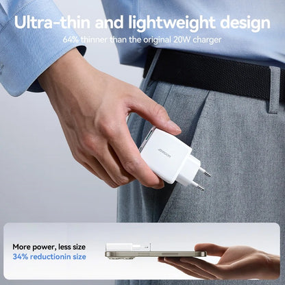 ULTRA-THIN 20W & 30W USB-C/A FAST CHARGER | PD FAST CHARGE & QC 3.0 | PORTABLE TRAVEL WALL ADAPTER