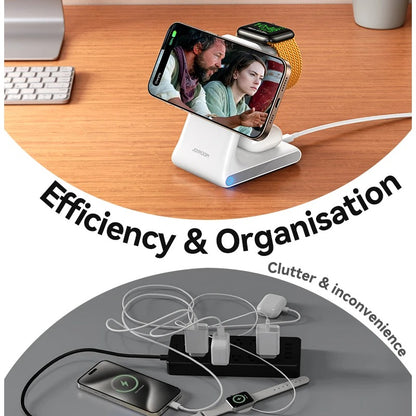 PREMIUM 3-IN-1 MAGNETIC WIRELESS CHARGING STATION | FAST CHARGING DOCK FOR IPHONE, APPLE WATCH & AIRPODS | SLEEK & COMPACT DESIGN
