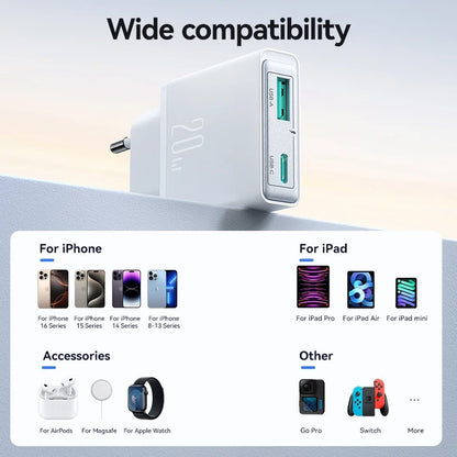 ULTRA-THIN 20W & 30W USB-C/A FAST CHARGER | PD FAST CHARGE & QC 3.0 | PORTABLE TRAVEL WALL ADAPTER