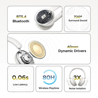 STUDIO MAX2 WIRELESS BLUETOOTH 5.4 HEADPHONES | 80H PLAYTIME, HIFI STEREO SOUND, BUILT-IN MICROPHONE | PREMIUM OVER-EAR DESIGN FOR IMMERSIVE AUDIO
