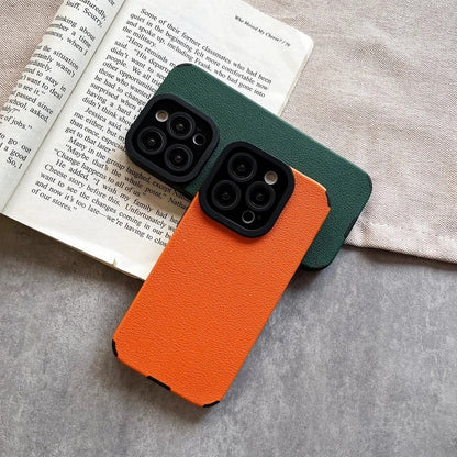 RETRO DUAL COLOR LEATHER TEXTURE CASE FOR IPHONE | PREMIUM CAMERA PROTECTION & ELEGANT LEATHER DESIGN | MAGSAFE COMPATIBLE