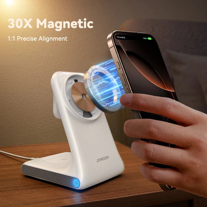 PREMIUM 3-IN-1 MAGNETIC WIRELESS CHARGING STATION | FAST CHARGING DOCK FOR IPHONE, APPLE WATCH & AIRPODS | SLEEK & COMPACT DESIGN