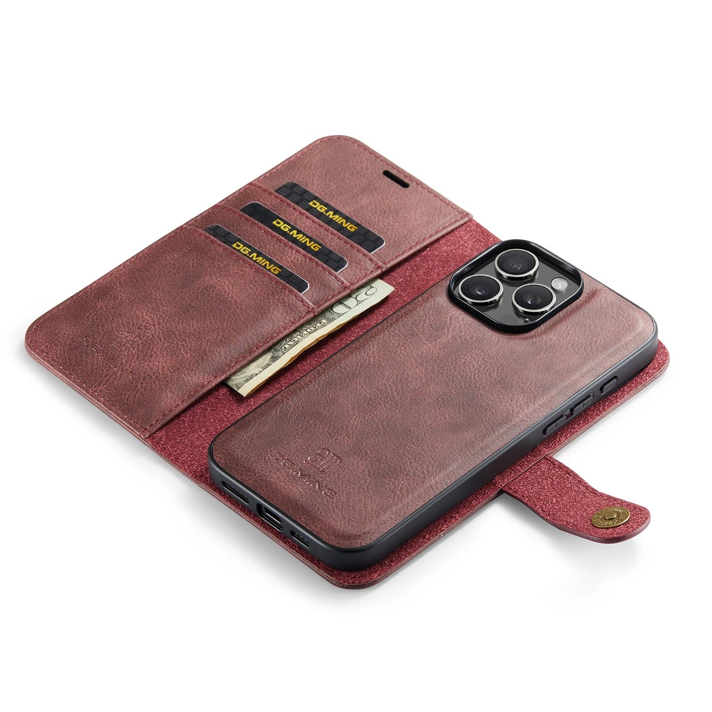 LUXURY RETRO LEATHER IPHONE WALLET CASE | PREMIUM 2-IN-1 DESIGN WITH MAGNETIC FLIP COVER FOR 360° PROTECTION | ELEGANTLY CRAFTED WITH CARD SLOTS, KICKSTAND, AND WIRELESS CHARGING SUPPORT