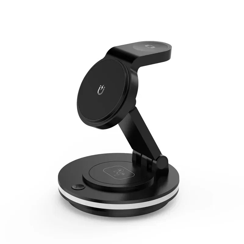 PREMIUM 4-IN-1 20W MAGNETIC WIRELESS CHARGING STATION | ROTATABLE HOLDER WITH AMBIENT LIGHT FOR IPHONE, APPLE WATCH & AIRPODS | FAST & SPACE-SAVING DESIGN