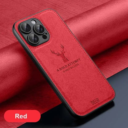 ELEGANT DEER LOGO FABRIC IPHONE CASE | PREMIUM ANTI-SCRATCH, ANTI-FINGERPRINT DESIGN | 360° SHOCKPROOF PROTECTION WITH LIGHTWEIGHT, LUXURIOUS TEXTURE AND RAISED EDGES FOR CAMERA & SCREEN SAFETY