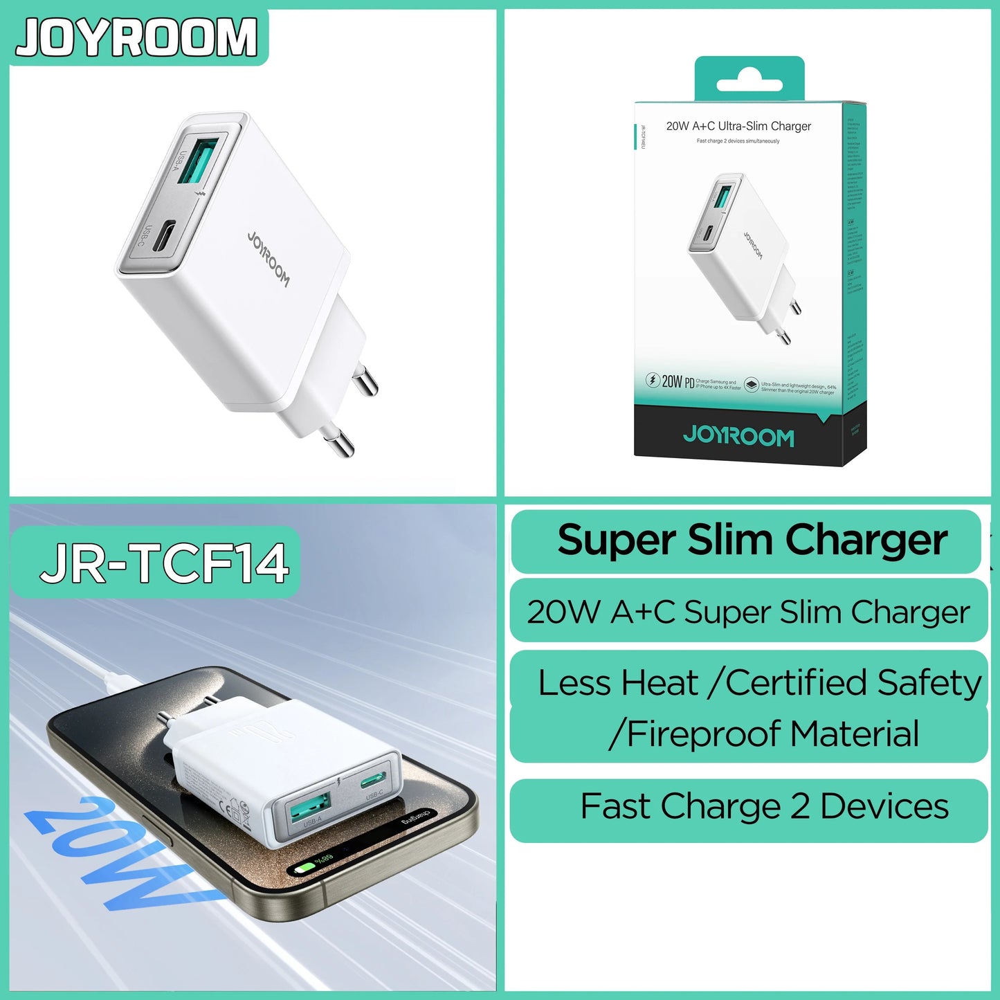 ULTRA-THIN 20W & 30W USB-C/A FAST CHARGER | PD FAST CHARGE & QC 3.0 | PORTABLE TRAVEL WALL ADAPTER