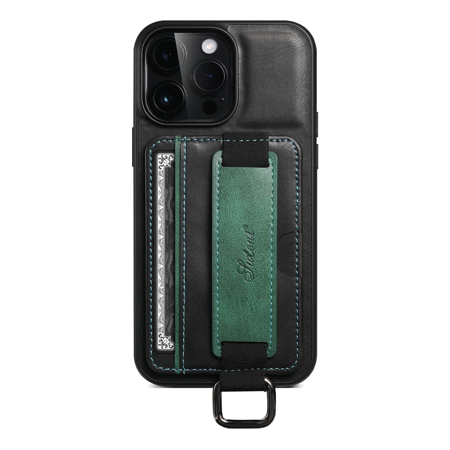 PREMIUM LEATHER APPLE IPHONE CASE | DURABLE SHOCK-ABSORBENT MATERIAL - HANDCRAFTED LEATHER STRAP | ERGONOMIC DESIGN WITH CARD HOLDER AND SECURE GRIP |  ANTI-SCRATCH ANTI-FINGERPRINT AND SHOCK PROOF