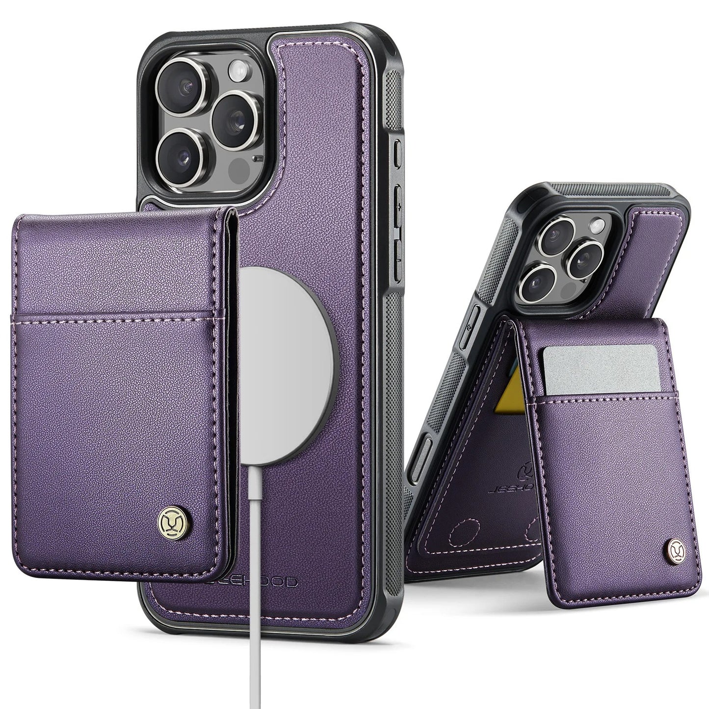 PREMIUM 2-IN-1 MAGNETIC LEATHER IPHONE CASE | SLEEK DESIGN WITH 360° SHOCK & DUST PROTECTION | DETACHABLE CARD HOLDER AND MAGSAFE COMPATIBILITY FOR ULTIMATE FUNCTIONALITY