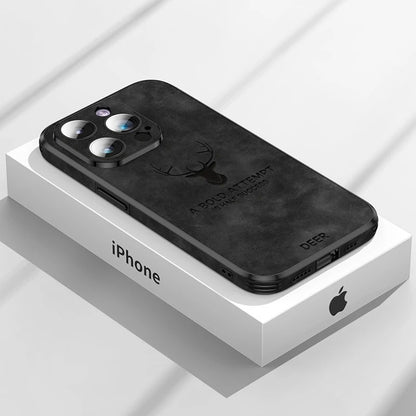 LUXURIOUS RETRO LEATHER IPHONE CASE WITH DEER EMBLEM | PREMIUM ENGRAVING, 360° SHOCKPROOF DESIGN, AND MAGSAFE SUPPORT | ADVANCED CAMERA AND SCREEN PROTECTION