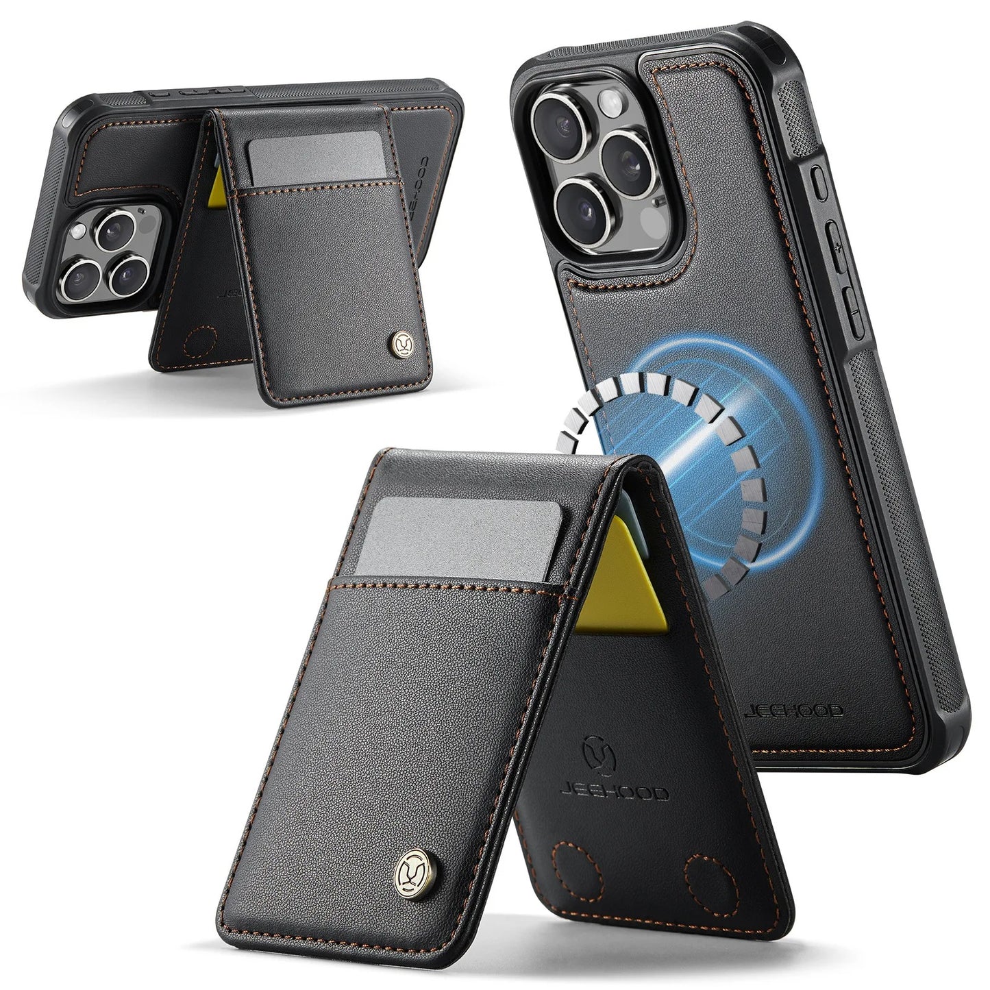 PREMIUM 2-IN-1 MAGNETIC LEATHER IPHONE CASE | SLEEK DESIGN WITH 360° SHOCK & DUST PROTECTION | DETACHABLE CARD HOLDER AND MAGSAFE COMPATIBILITY FOR ULTIMATE FUNCTIONALITY